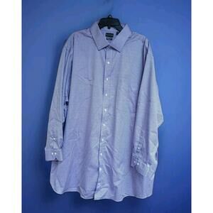 ROCHESTER Non Iron Egyptian Pinpoint Blue Cotton Dress Shirt 20 36/37